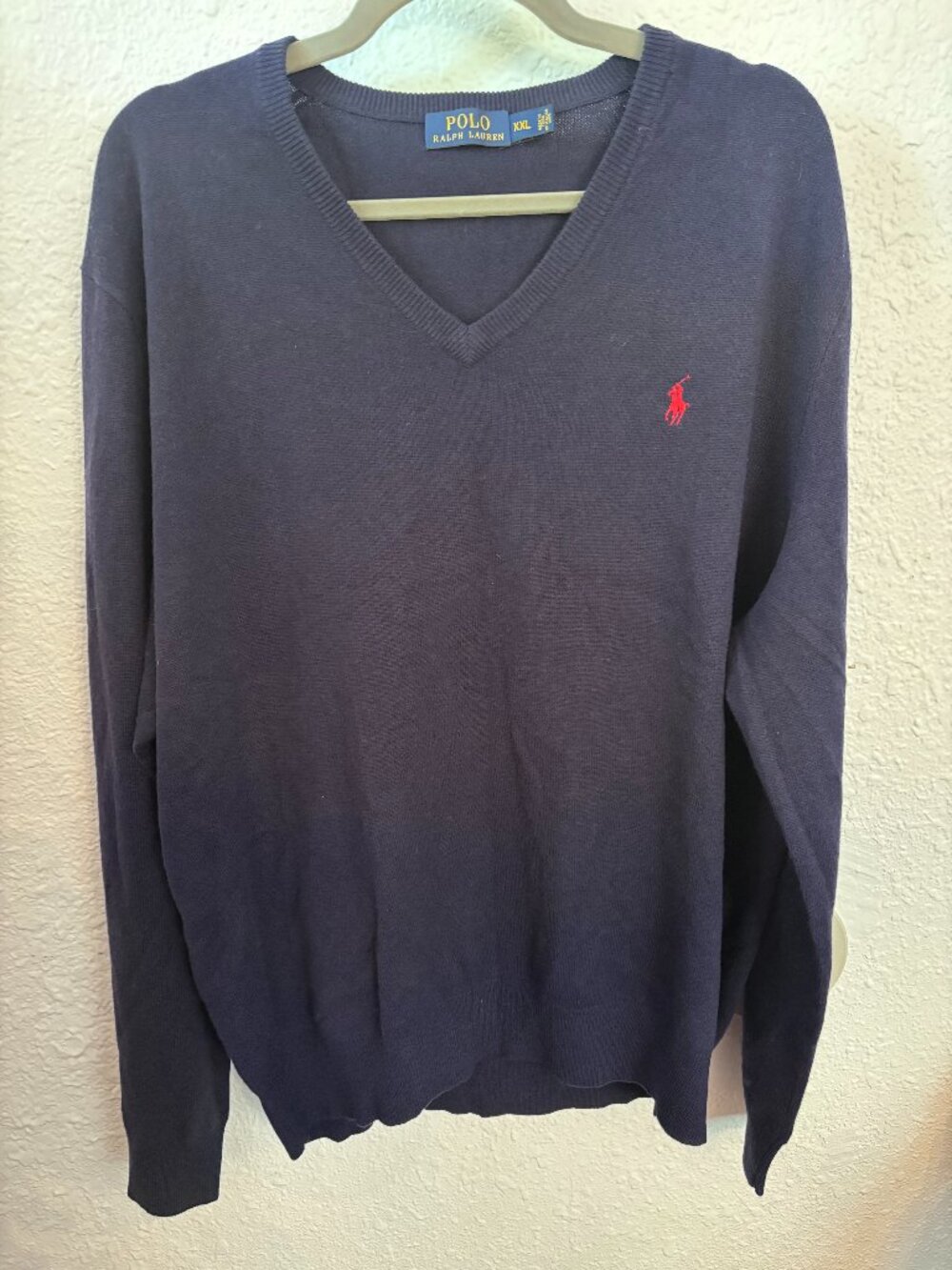Men's Polo Ralph Lauren Merino Wool Navy Sweater XXL Preppy Office Layering